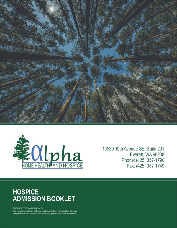 Custom Alpha Home Health and Hospice hospice admission booklet cover