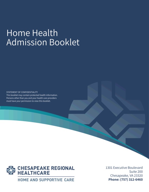 Custom Chesapeake Regional Healthcare home health admission booklet cover